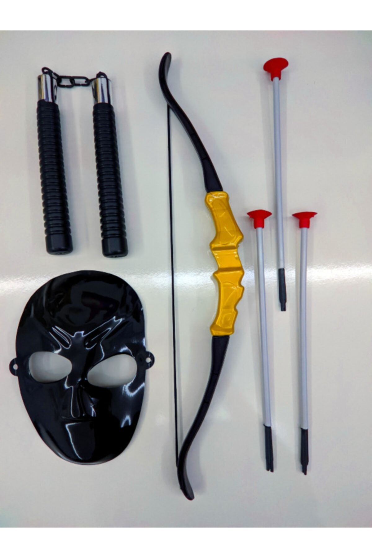 Maskeli Ninja Samuray Oyuncak Dövüş Savaş Seti Ok Ve Yay+ Ninja Maskesi + Mınçıka