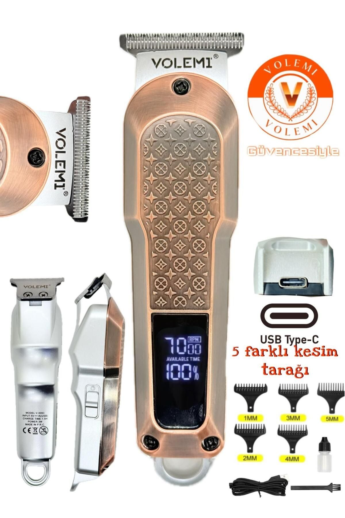 V-0093 Şarjlı Tıraş Makinesi Saç-sakal-ense-vücut Lazer Epilasyon Öncesi Kişisel Bakım Aletleri