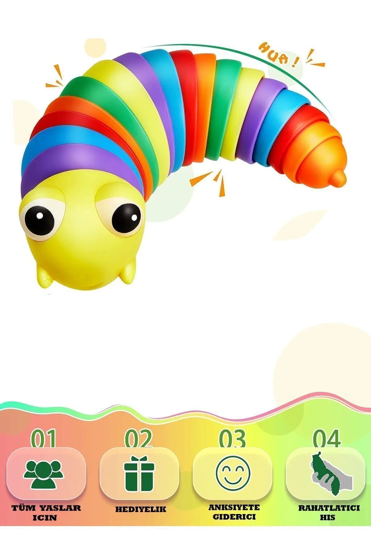 Söktak Eğlenceli Stres Ve Anksiyete Giderici Montessori Renkli Tırtıl Oyuncağı