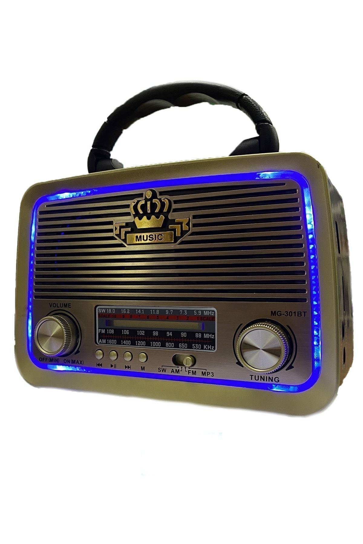 Şarjlı Işıklı Nostaljik Radyo Hoparlör Usb Tf Aux Destekli Müzik Çalar