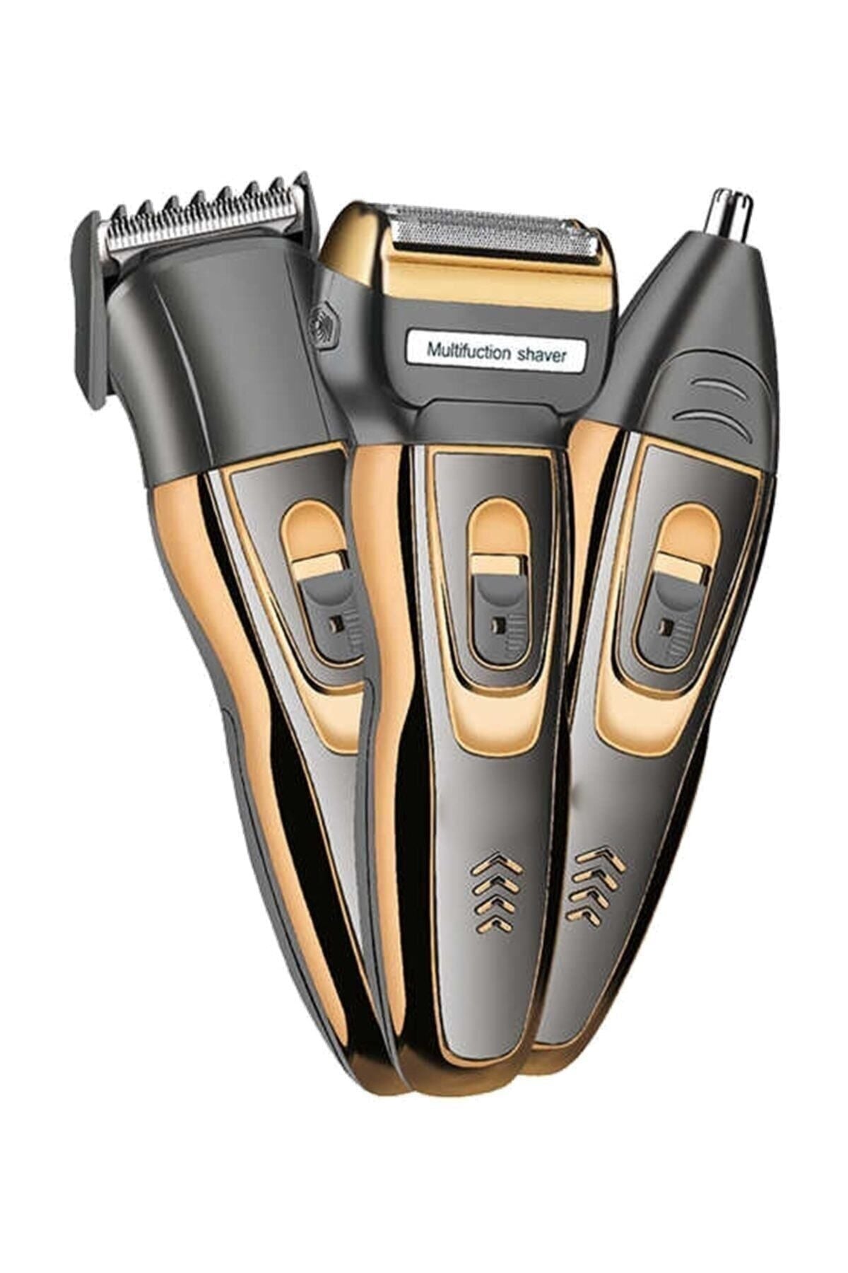 Ballı-gold 3 In 1 Profesyonel Saç Sakal Kesme Ense Burun Traş Tıraş Makinesi Seti