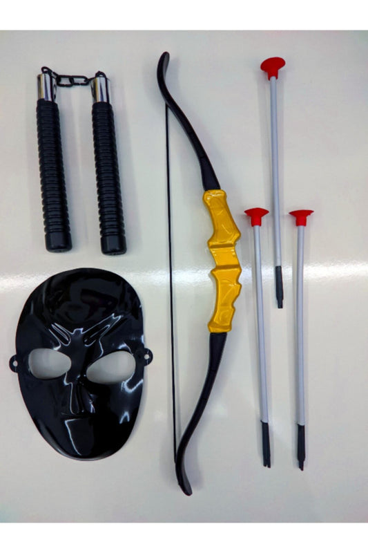 Maskeli Ninja Samuray Oyuncak Dövüş Savaş Seti Ok Ve Yay+ Ninja Maskesi + Mınçıka