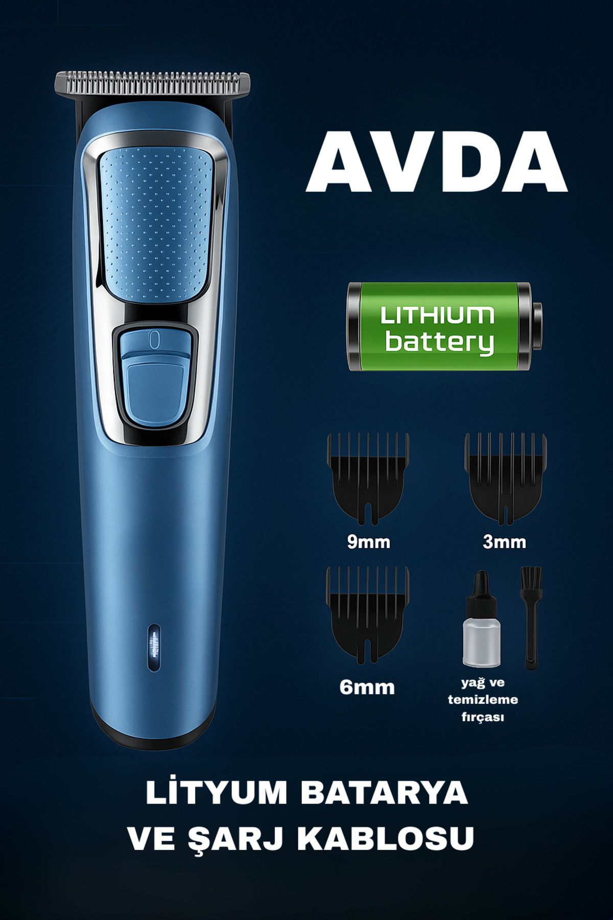 Şarjlı Tıraş Makinesi - Sessiz, Kablosuz, 3 Başlık, Erkek Bakım Cihazı