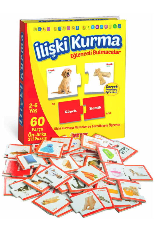 Diytoy Ilişki - Bağlantı Kurma 2-6 Yaş Eğlenceli Bulmacalar Puzzle Eşleştirme Zeka Kartları