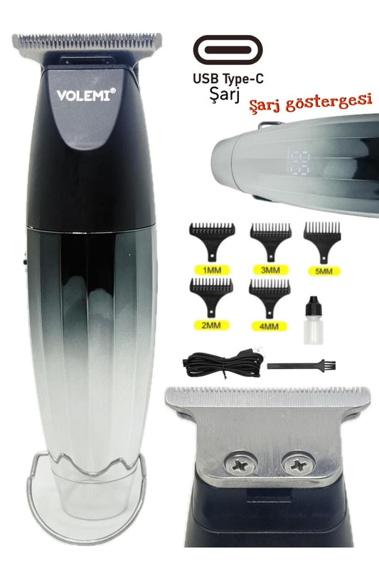 V-0094 Şarj Göstergeli Sakal Lazer Öncesi Vücut Ense Çizim Kişisel Bakım Aletleri Sıfıra Yakın Tıraş