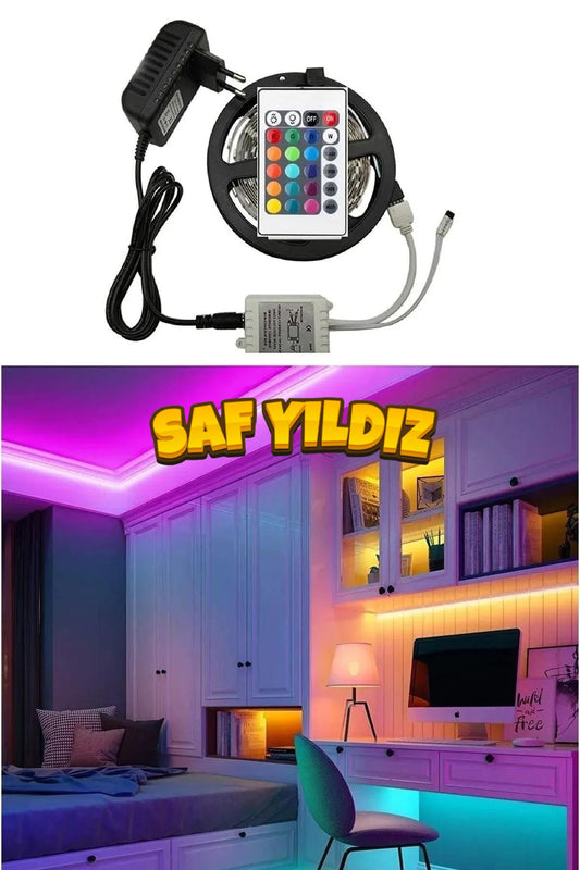 RGB LED Tak Çalıştır 5 Metre Yapışkanlı Renkli Işık SFYLDZ-RGB1