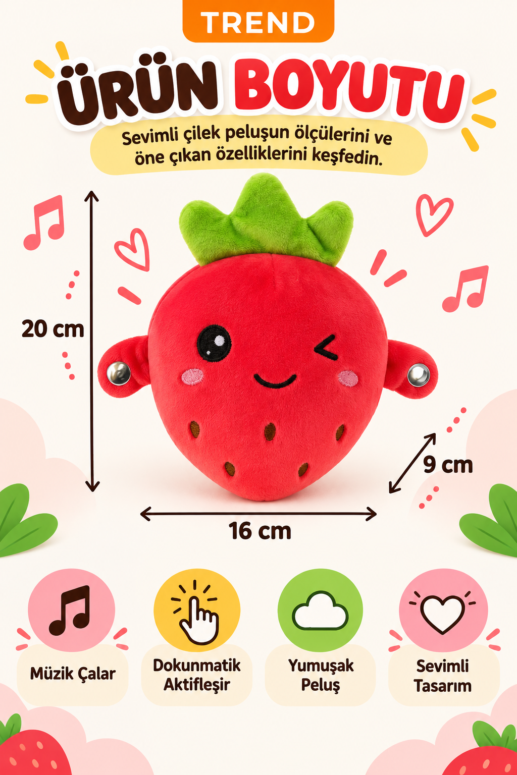 Dokununca Müzik Çalan Etkileşimli Peluş Oyuncak – İki Kişilik Temaslı Müzikli Oyuncak
