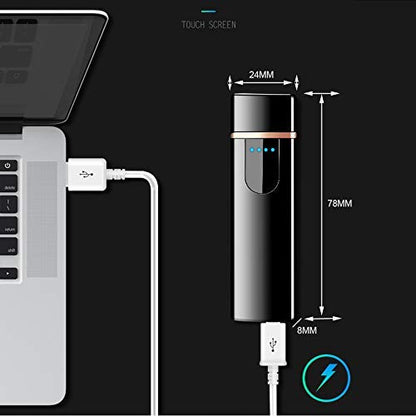 x-lighter Wiber Şarj Edilebilir USB Elektronik Çakmak Rüzgar Geçirmez Dokunma Parmak İzi LED Sensör Ekran Çift Taraflı Ateşleme Alevsiz Mum için Çakmak