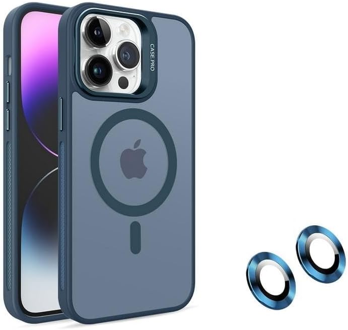 iPhone için Kılıf Kamera Korumalı Magsafe Wireless Şarj Özellikli Mat Şeffaf Renkli Standlı Kılıf (Lens Hediyeli)