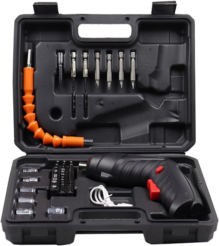 Plawee Elektrikli Tornavida 47 Parça, Siyah Akülü Tornavida, Elektrikli Tornavida 3,5 Nm, Akülü Matkap 3,6 V, Şarj Edilebilir Tornavida