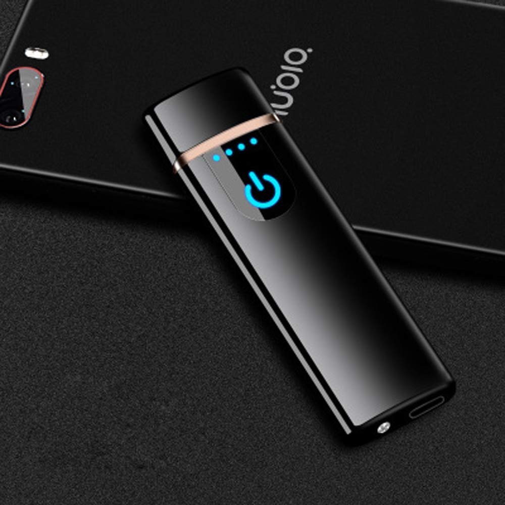 x-lighter Wiber Şarj Edilebilir USB Elektronik Çakmak Rüzgar Geçirmez Dokunma Parmak İzi LED Sensör Ekran Çift Taraflı Ateşleme Alevsiz Mum için Çakmak