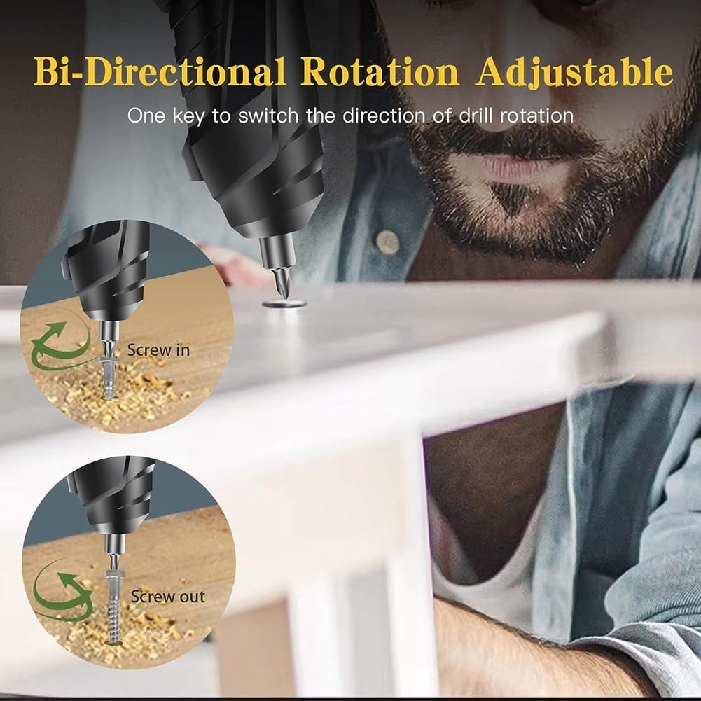 Plawee Elektrikli Tornavida 47 Parça, Siyah Akülü Tornavida, Elektrikli Tornavida 3,5 Nm, Akülü Matkap 3,6 V, Şarj Edilebilir Tornavida