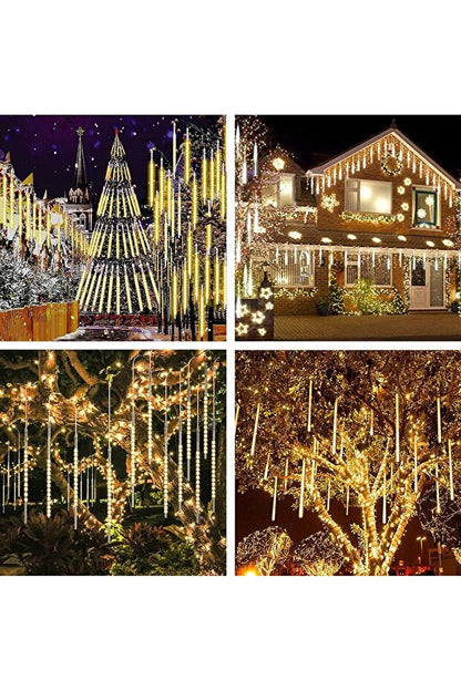 Meteor Yağmuru Akan LED Işık 50 cm 8 Tüp İç Dış Mekan Bahçe Balkon Dekor Süsleme Lambası