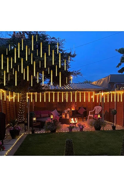 Meteor Yağmuru Akan LED Işık 50 cm 8 Tüp İç Dış Mekan Bahçe Balkon Dekor Süsleme Lambası