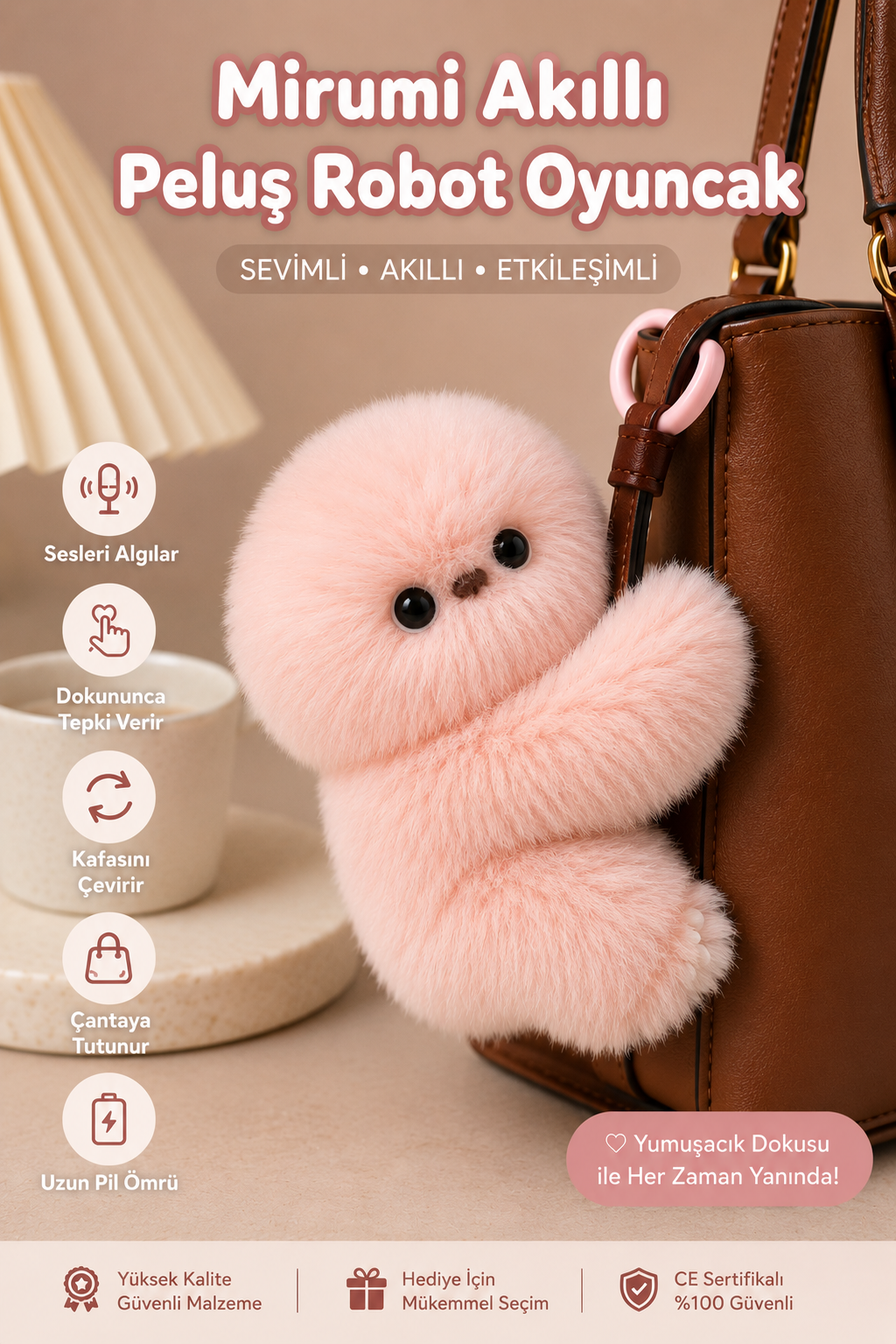 TREND Mirumi Etkileşimli Peluş Robot Oyuncak – Hareketli Kafa ve Sevimli Tepkiler