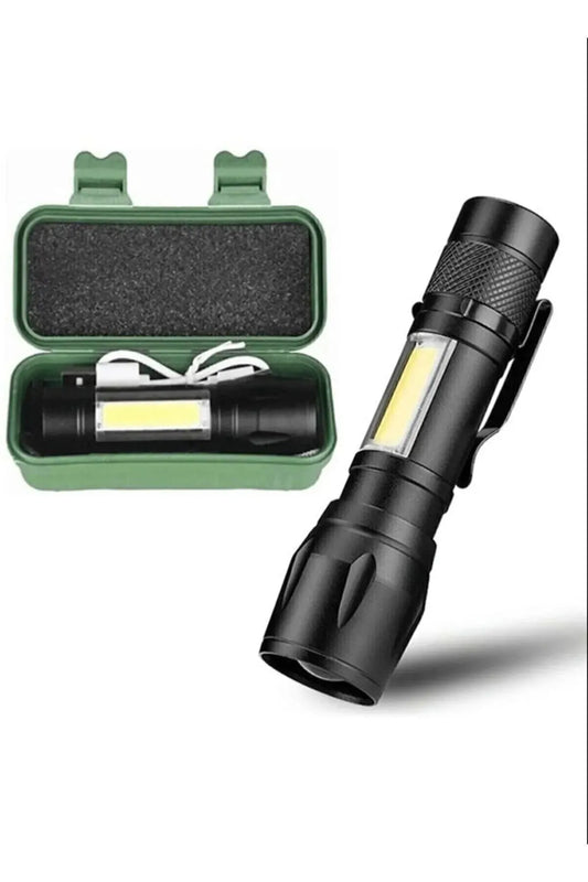 Ultra Güçlü 2500 Lumen COB LED El Feneri - USB Şarjlı, 5W Avcılık ve Kamp Feneri